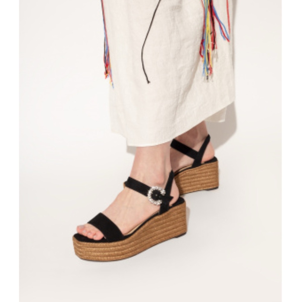 Jimmy Choo Black Wedge Sandals - Picture 3 of 11